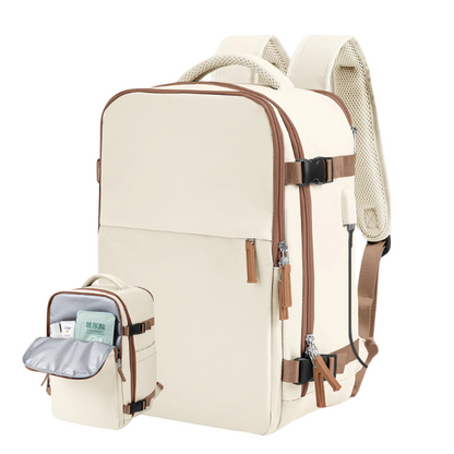 Large Carry-On Backpack: USB Charging, Water Resistant